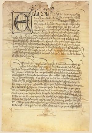 MANUSCRITO - SEC. XVI - CARTA DE PARTILHA DOS BENS OUTRORA DE PERO ALFONSO DESCALANTE.