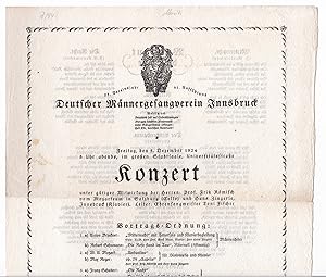 Deutscher Männergesangverein Innsbruck Konzert 1924 Programm Stadtsaal Programmblatt