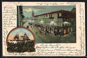 Bild des Verkufers fr Mondschein-Ansichtskarte Erfurt, Anger Ecke Schlsserstrasse bei Nacht, Teilansicht zum Verkauf von Bartko-Reher