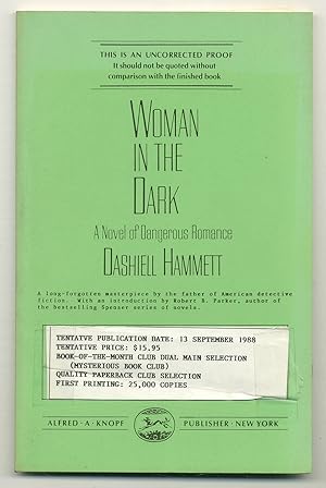 Seller image for Woman in the Dark: A Novel of Dangerous Romance for sale by Between the Covers-Rare Books, Inc. ABAA