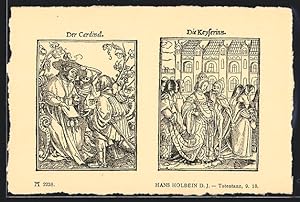 Bild des Verkufers fr Ansichtskarte Totentanz, Cardinal und Keyserinn, Hans Holbein zum Verkauf von Bartko-Reher