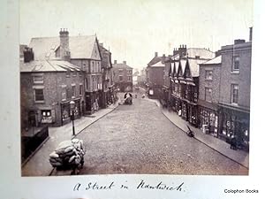 Nantwich, Cheshire. 4 mid-19th century sepia albumen photos. Town centre with activity + The Book...