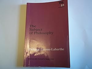 Bild des Verkufers fr The Subject Of Philosophy (Theory and History of Literature, 83) (Volume 83) zum Verkauf von Carmarthenshire Rare Books