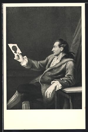 Image du vendeur pour Ansichtskarte Goethe hlt einen Scherenschnitt in der Hand mis en vente par Bartko-Reher