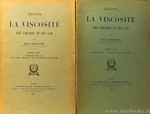 Bild des Verkufers fr Leons sur la viscosit des liquides et des gaz. Complete in 2 volumes. zum Verkauf von Antiquariaat Isis