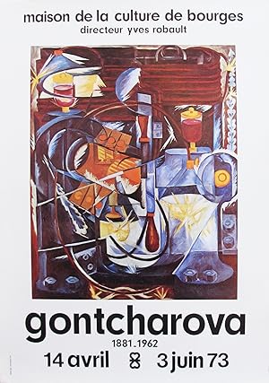 1973 Original French Abstract Cubist Exhibition Poster, Gontcharova