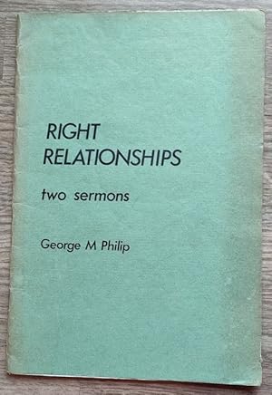 Imagen del vendedor de Right Relationships: 2 Sermons a la venta por Peter & Rachel Reynolds