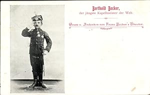 Ansichtskarte / Postkarte Berthold Becker, der jüngste Kapellmeister der Welt, Franz Becker's The...