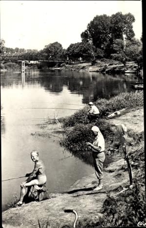 Foto Ansichtskarte / Postkarte Frankreich, Angler, Fluss Marne