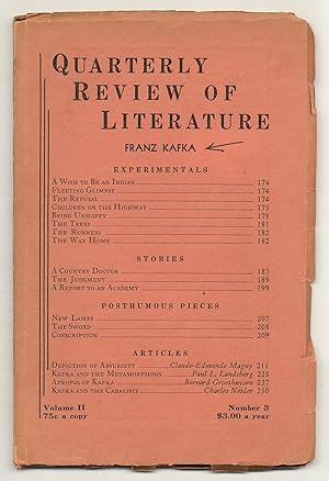 Bild des Verkufers fr Quarterly Review of Literature - Volume II, Number 3 zum Verkauf von Between the Covers-Rare Books, Inc. ABAA