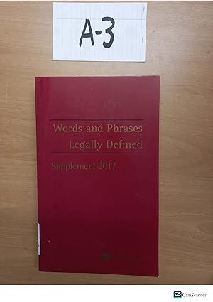 Imagen del vendedor de Words And phrases Legally Defined Supplement 2017 a la venta por UK LAW BOOK SELLERS LTD