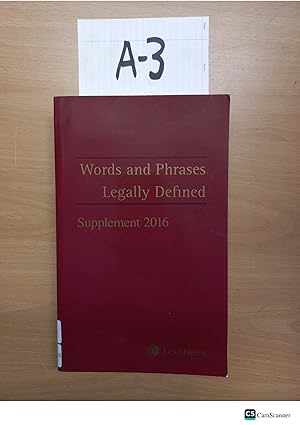 Imagen del vendedor de Words And phrases Legally Defined Supplement 2016 a la venta por UK LAW BOOK SELLERS LTD