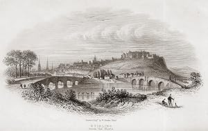 Stirling view from the North in Scotland,1853 Engraving