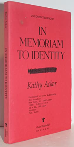 Seller image for In Memoriam to Identity (Uncorrected Proof) for sale by Genesee Books