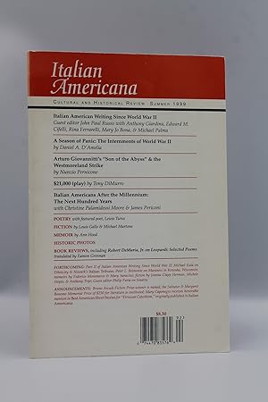 Image du vendeur pour Italian Americana Cultural and Historical Review Vol. 17 No. 2 - Summer 1999 mis en vente par Genesee Books