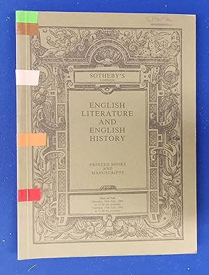 English Literature and English History. [ Sotheby's, auction catalogue, sale date: 16-17 July, 19...