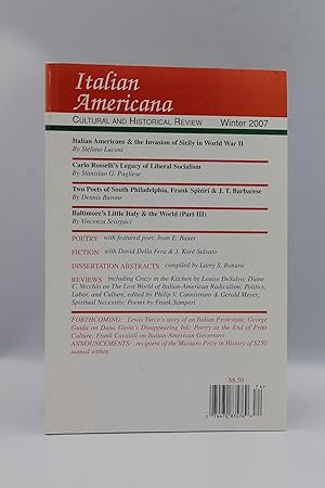 Image du vendeur pour Italian Americana Cultural and Historical Review Vol. 25 No. 1 - Winter 2007 mis en vente par Genesee Books