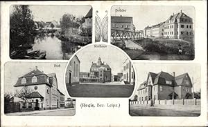 Ansichtskarte / Postkarte Regis Breitingen Landkreis Leipzig Sachsen, Stadtansichten, Brücke, Rat...