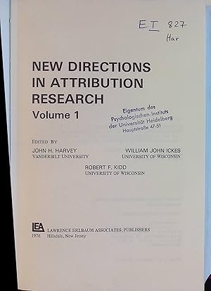 Imagen del vendedor de New Directions in Attribution Research: v.1 a la venta por books4less (Versandantiquariat Petra Gros GmbH & Co. KG)