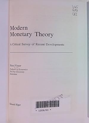 Seller image for Modern Monetary Theory: A Critical Survey of Recent Developments for sale by books4less (Versandantiquariat Petra Gros GmbH & Co. KG)