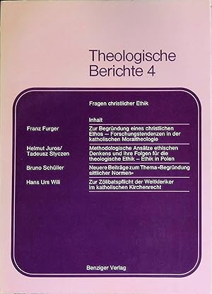 Seller image for Zur Begrndung eines christlichen Ethos : Forschungstendenzen in d. kathol. Moraltheologie - in : Theologische Berichte 4. for sale by books4less (Versandantiquariat Petra Gros GmbH & Co. KG)