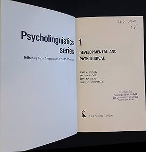 Seller image for Psycholinguistics, 1: Developmental and Pathological for sale by books4less (Versandantiquariat Petra Gros GmbH & Co. KG)