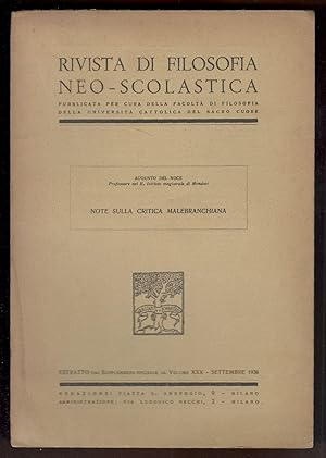 Immagine del venditore per Note sulla critica malebranchiana venduto da Libreria antiquaria Atlantis (ALAI-ILAB)