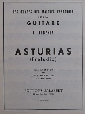 ALBENIZ Isaac Asturias Preludio Guitare 1976