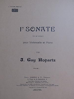 ROPARTZ Joseph Guy Sonate No1 Piano Violoncelle 1947