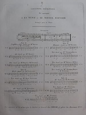 Seller image for AUBER D. F. E. La Neige ou Le Nouvel Eginard No 9 Chant Harpe ou Piano ca1825 for sale by partitions-anciennes