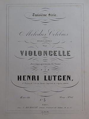 LUTGEN Henri Mozart Deux Pièces op 32 Piano Violoncelle ca1860