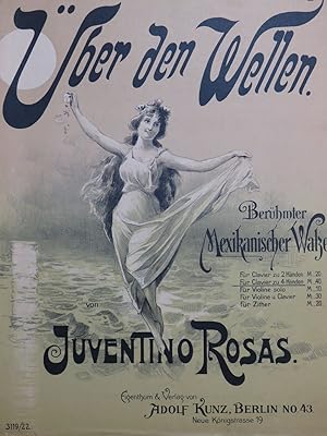 ROSAS Juventino Über den Wellen Piano 4 mains ca1900