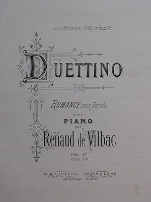 Seller image for DE VILBAC Renaud Duettino Piano ca1880 for sale by partitions-anciennes