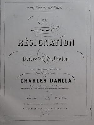 DANCLA Charles Résignation op 59 Piano Violon ca1850