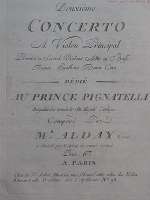 ALDAY Le Jeune Concerto No 2 1er et 2e Violons ca1800