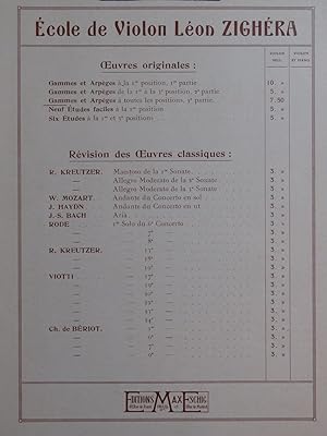 ZIGHÉRA Léon Gammes et Arpèges 3e Partie Violon 1935