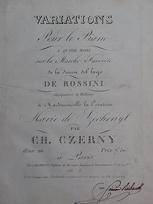 Image du vendeur pour CZERNY Charles Variations Rossini op 20 Piano 4 mains ca1821 mis en vente par partitions-anciennes