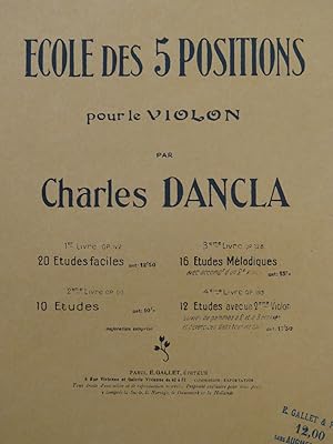 Image du vendeur pour DANCLA Charles Ecole des 5 positions 1er Livre op 122 Violon mis en vente par partitions-anciennes