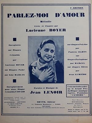 LENOIR Jean Parlez-moi D'Amour Chant Piano 1931