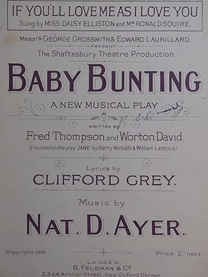 Bild des Verkufers fr AYER Nat. D. If You'll Love Me As I Love You Chant Piano 1919 zum Verkauf von partitions-anciennes