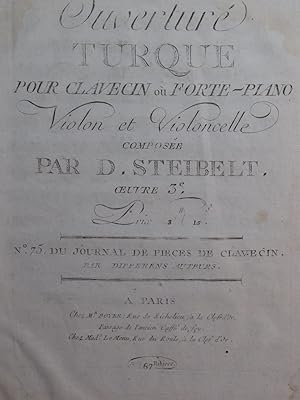 STEIBELT Daniel Ouverture Turque op 3 Violoncelle ca1792