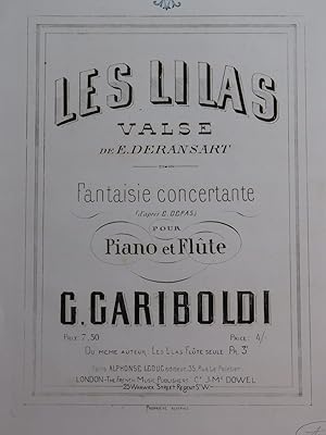 GARIBOLDI Giuseppe Les Lilas Fantaisie concertante Piano Flûte ca1870