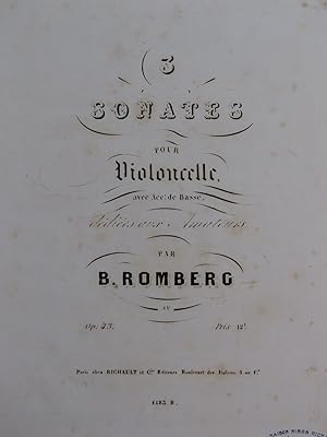 ROMBERG Bernard Trois Sonates op 43 Violoncelle Basse ca1825