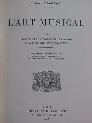 BLAREAU Ludovic L'Art Musical 1928