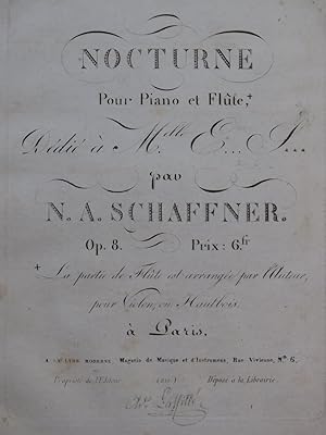 Seller image for SCHAFFNER Nicolaus Albert Nocturne op 8 Piano ca1820 for sale by partitions-anciennes