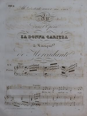 MERCADANTE Saverio La Donna Caritea No 9 Chant Piano XIXe