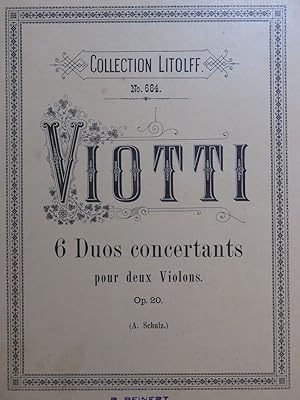 Image du vendeur pour VIOTTI J. B. 6 Duos Concertants op 20 pour 2 Violons mis en vente par partitions-anciennes