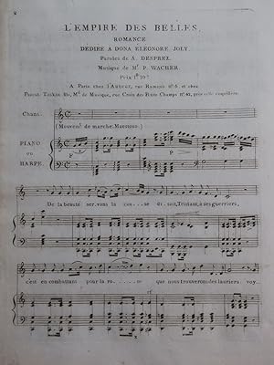 Imagen del vendedor de WACHER Pierre Jean L'Empire des Belles Chant Piano Harpe ca1800 a la venta por partitions-anciennes