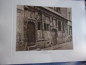 Planche 1910 ROUEN MAISON 31 RUE DES ARPENTS FACADE DU REZ DE CHAUSSEE HOTELS ET MAISONS XV ET XV...