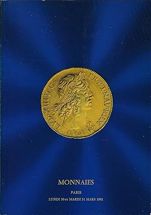 Seller image for Vente aux enchres, Paris, Nouveau Drouot, 30-31 mars 1981. Numismatique for sale by Librairie Archaion